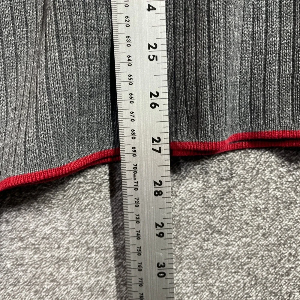 Quiksilver Sweater Mens L Vintage Ribbed Crewneck Gray Red Trim